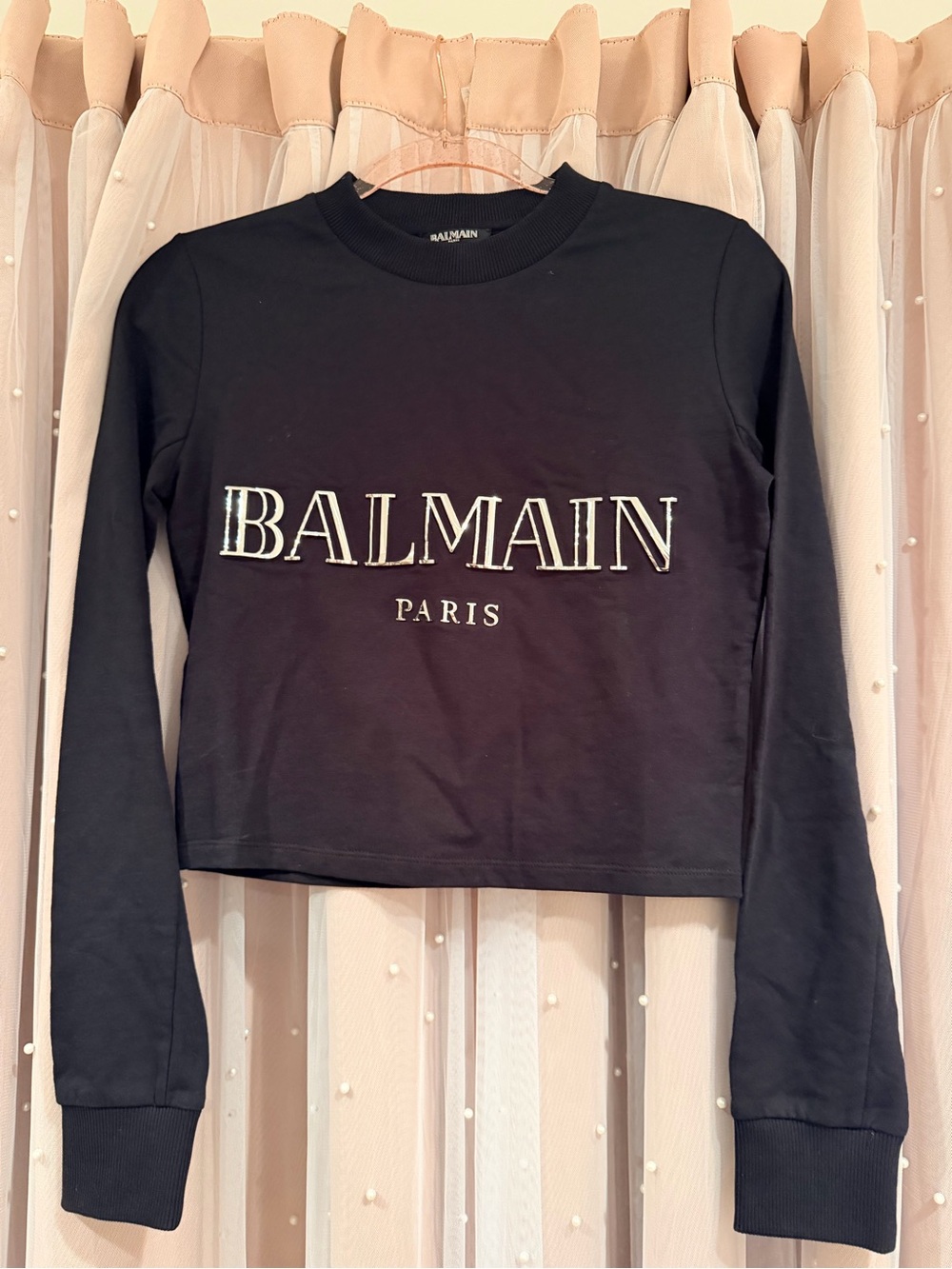 Balmain Black Women's Logo Crewneck Sweatshirt